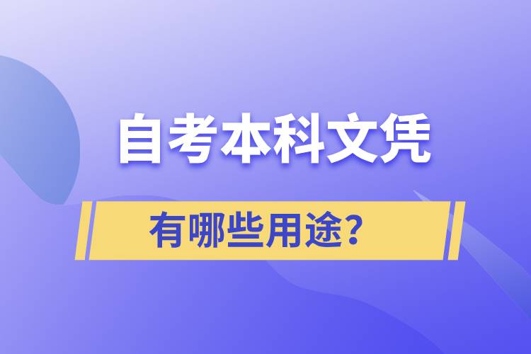 自考本科文憑有哪些用途？