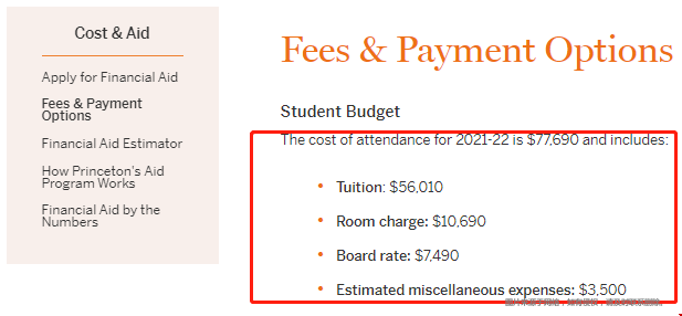 普林斯頓大學(xué)本科費(fèi)用多少？